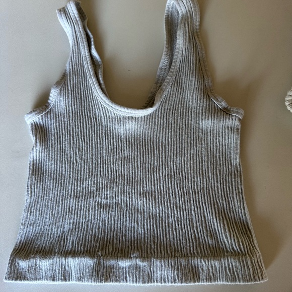 Gray Ribbed Women's Tank Top - Picture 2 of 3